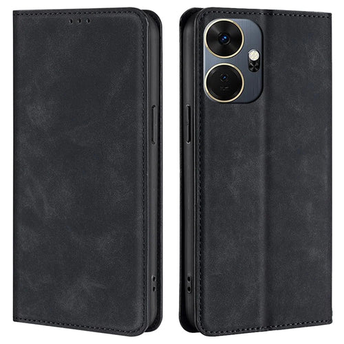For itel P55+   Phone Case PU Leather Shockproof Cover - Black - 1