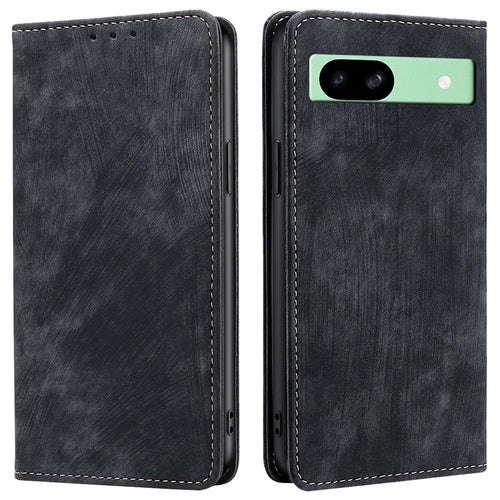 For Google Pixel 8a Wallet Case RFID Blocking Stand Leather Phone Cover - Black - 1
