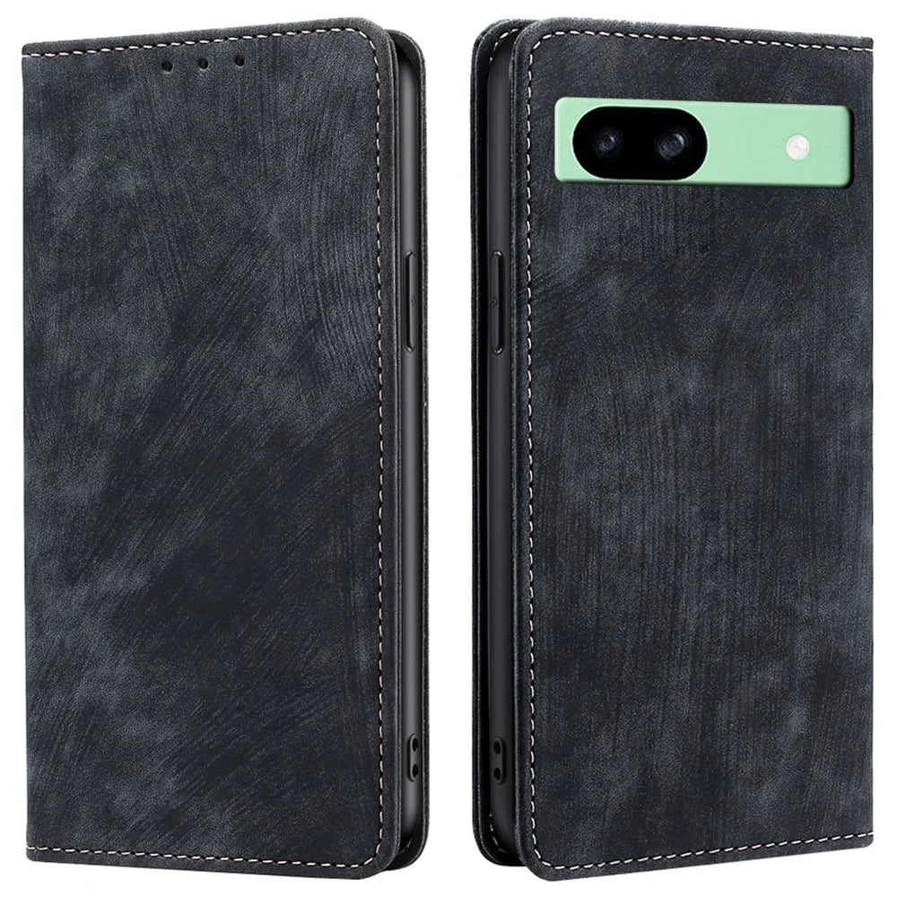 For Google Pixel 8a Wallet Case RFID Blocking Stand Leather Phone Cover - Black - 1