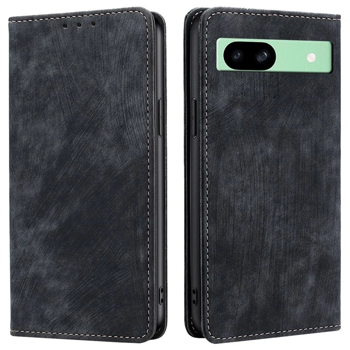 For Google Pixel 8a Wallet Case RFID Blocking Stand Leather Phone Cover - Black - 1