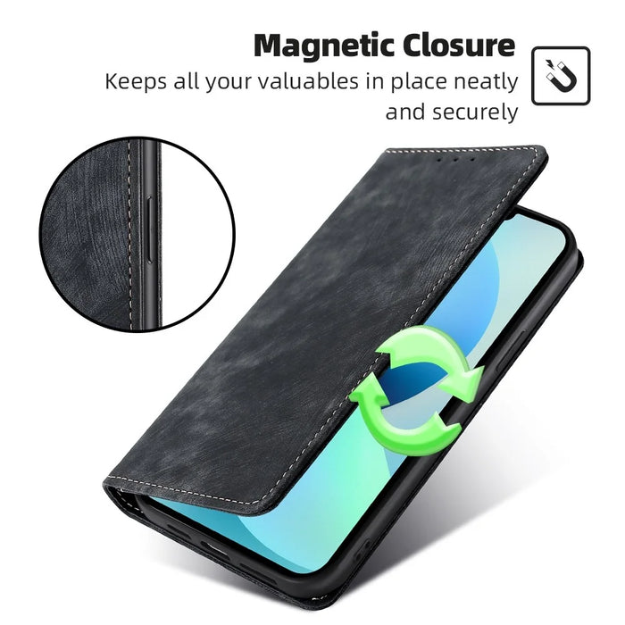 For Google Pixel 8a Wallet Case RFID Blocking Stand Leather Phone Cover - Black - 4