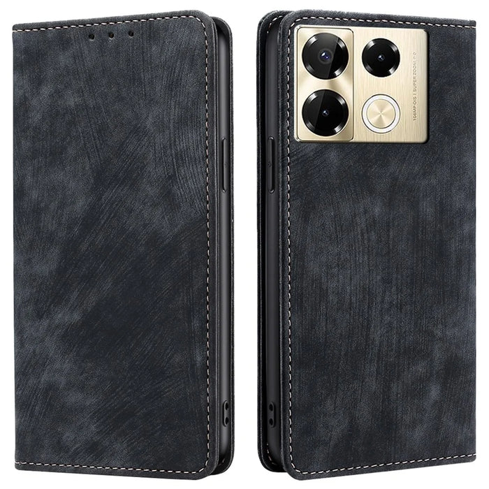 For Infinix Note 40 Pro 4G Case PU Leather RFID Blocking Card Slots Phone Cover - Black - 1