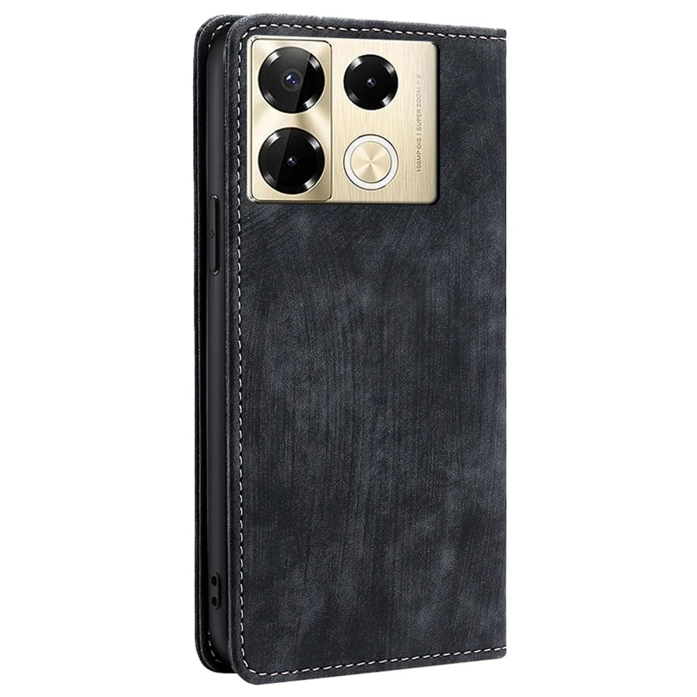 For Infinix Note 40 Pro 4G Case PU Leather RFID Blocking Card Slots Phone Cover - Black - 7