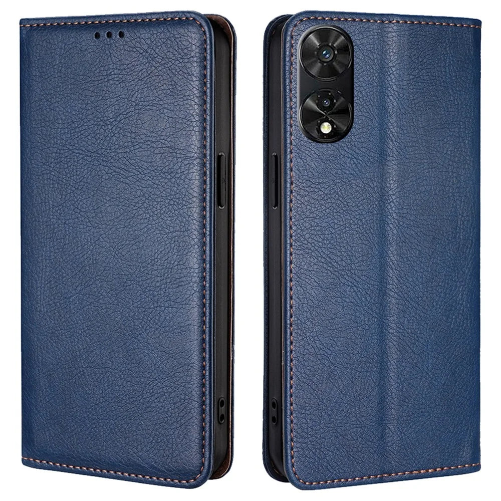 For TCL 505 Shockproof Phone Case Anti-Scratch Leather Flip Cover Cell Phone Accessories   - Blue - 1