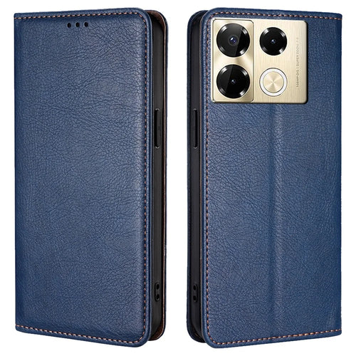 For Infinix Note 40 Pro 4G Case Anti-Scratch PU Leather Magnetic Closing Cell Phone Cover - Blue - 1