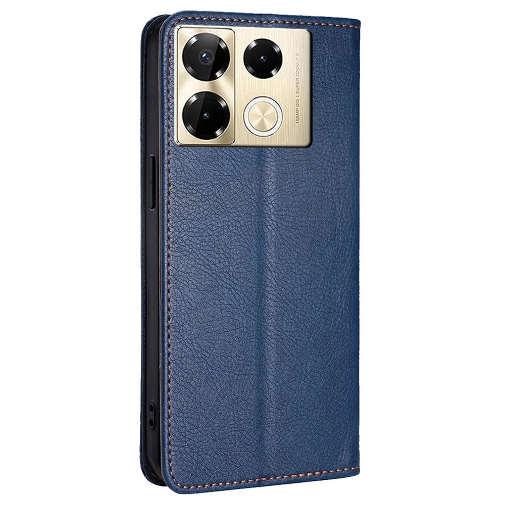 For Infinix Note 40 Pro 4G Case Anti-Scratch PU Leather Magnetic Closing Cell Phone Cover - Blue - 7