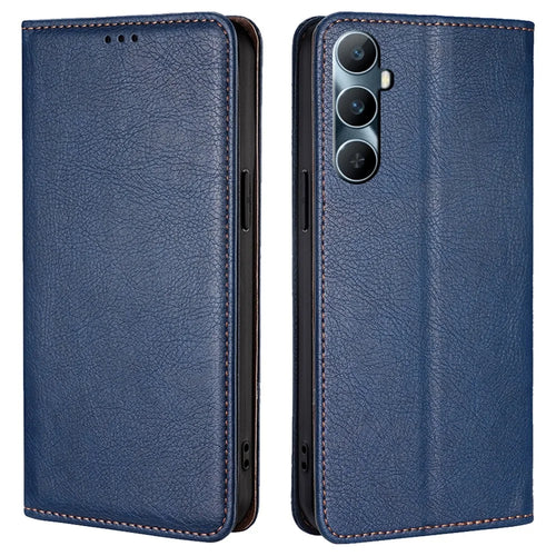 For Realme C65 4G Leather Wallet Case Magnetic Closing Anti-Drop Cover Phone Accessories Distributors - Blue - 1