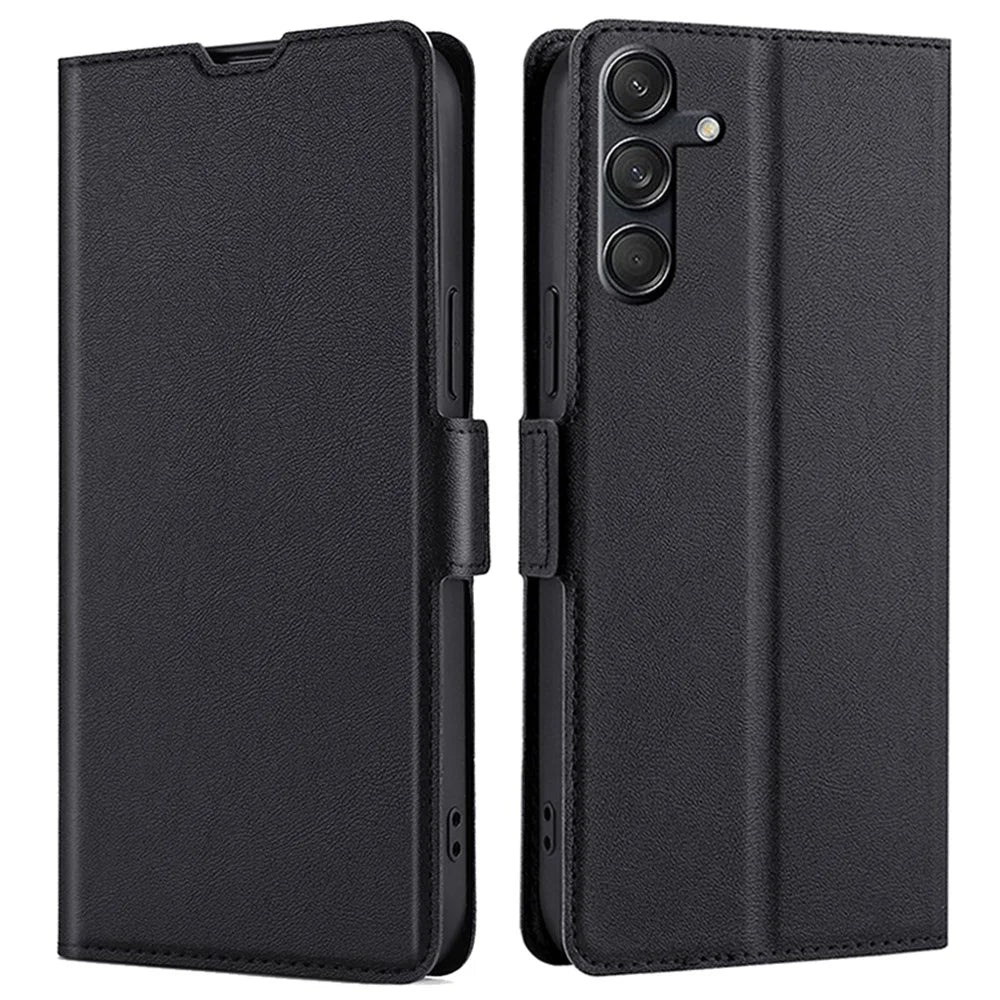 For Samsung Galaxy M55 5G / C55 5G / F55 5G Leather Phone Cover with Card Slots Mobile Accessories   - Black - 1