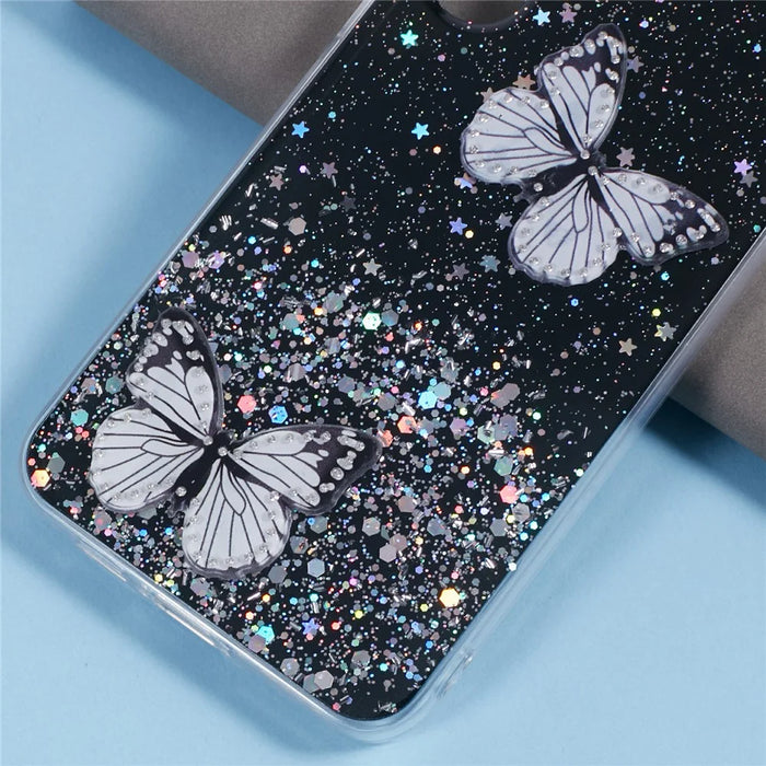 AW Series For Samsung Galaxy A35 5G Slim Case Butterfly Pattern TPU+PVC Phone Shell - Black - 5