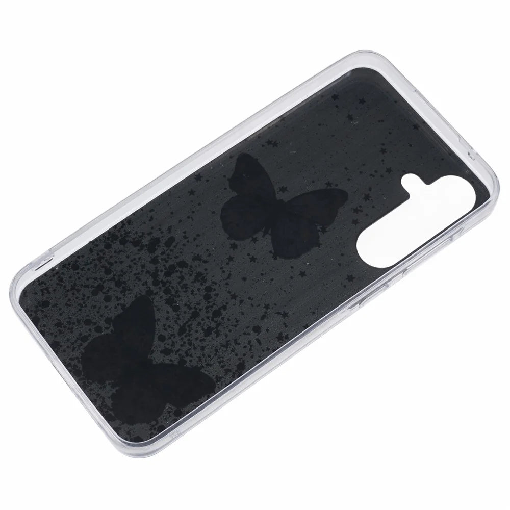 AW Series For Samsung Galaxy A15 4G / A15 5G Case Butterfly Pattern TPU+PVC Anti-Drop Phone Cover - Black - 2