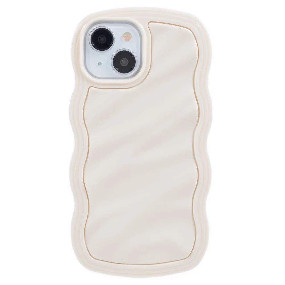 WT Series for iPhone 15 Case Wavy Edge TPU+PC Phone Cover - White - 1