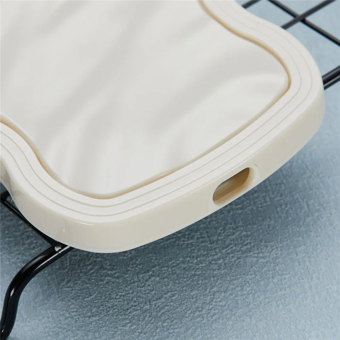 WT Series for iPhone 14 Case Anti-Slip Grip Wave Curly Frame Shape TPU+PC Phone Cover - White - 6