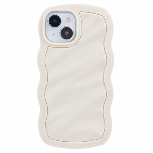 WT Series for iPhone 13 Case with Wavy Edge Hard PC Soft TPU Protection Cover - White - 1