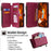 For OnePlus Nord CE4 5G Case Zipper Wallet Stand Leather Phone Cover with Adjustable Lanyard - Red - 4