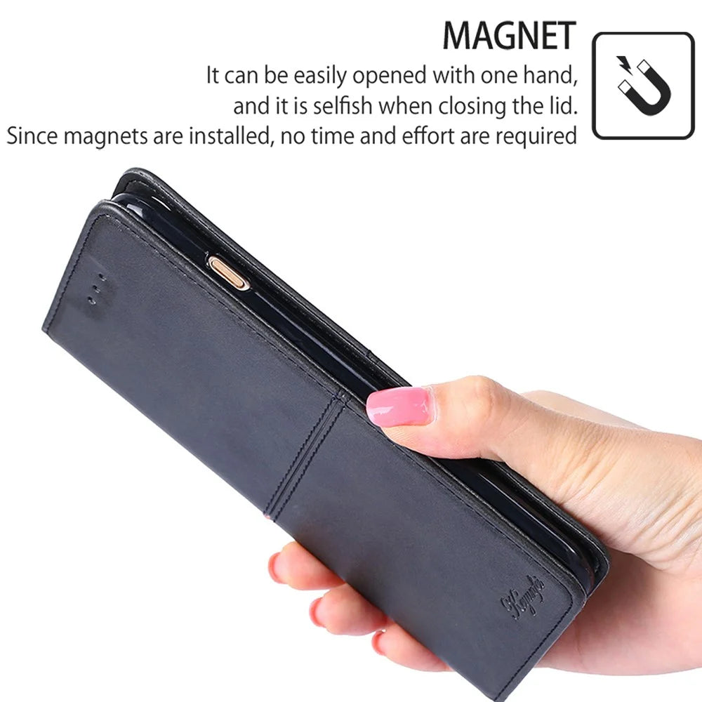 For Infinix Note 40 Case PU Leather Cowhide Texture Phone Cover Magnetic Absorption - Black - 4