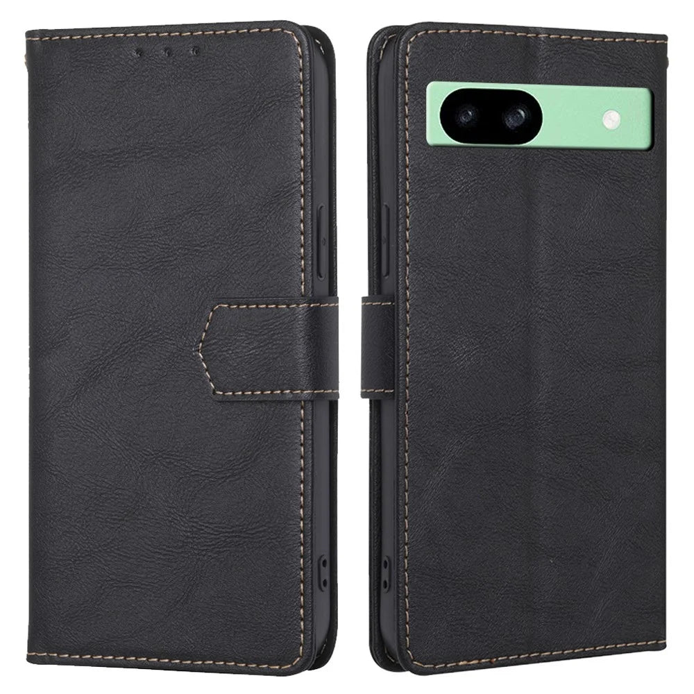 For Google Pixel 8a Case Magnetic Clasp RFID Blocking Wallet Leather Phone Cover - Black - 1