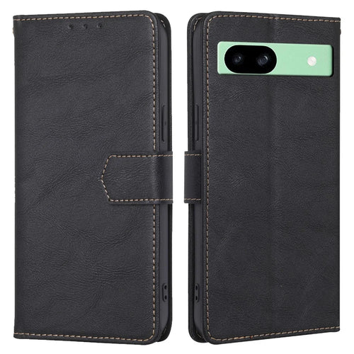 For Google Pixel 8a Case Magnetic Clasp RFID Blocking Wallet Leather Phone Cover - Black - 1