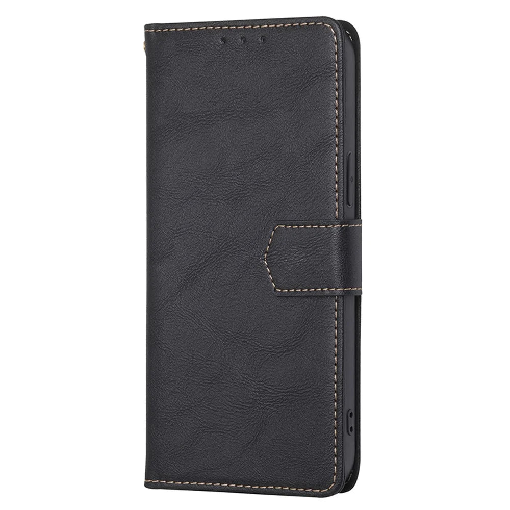 For Google Pixel 8a Case Magnetic Clasp RFID Blocking Wallet Leather Phone Cover - Black - 6