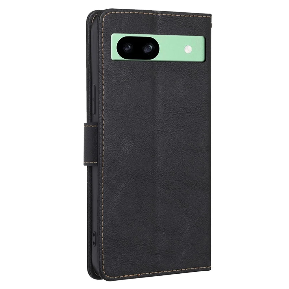 For Google Pixel 8a Case Magnetic Clasp RFID Blocking Wallet Leather Phone Cover - Black - 7