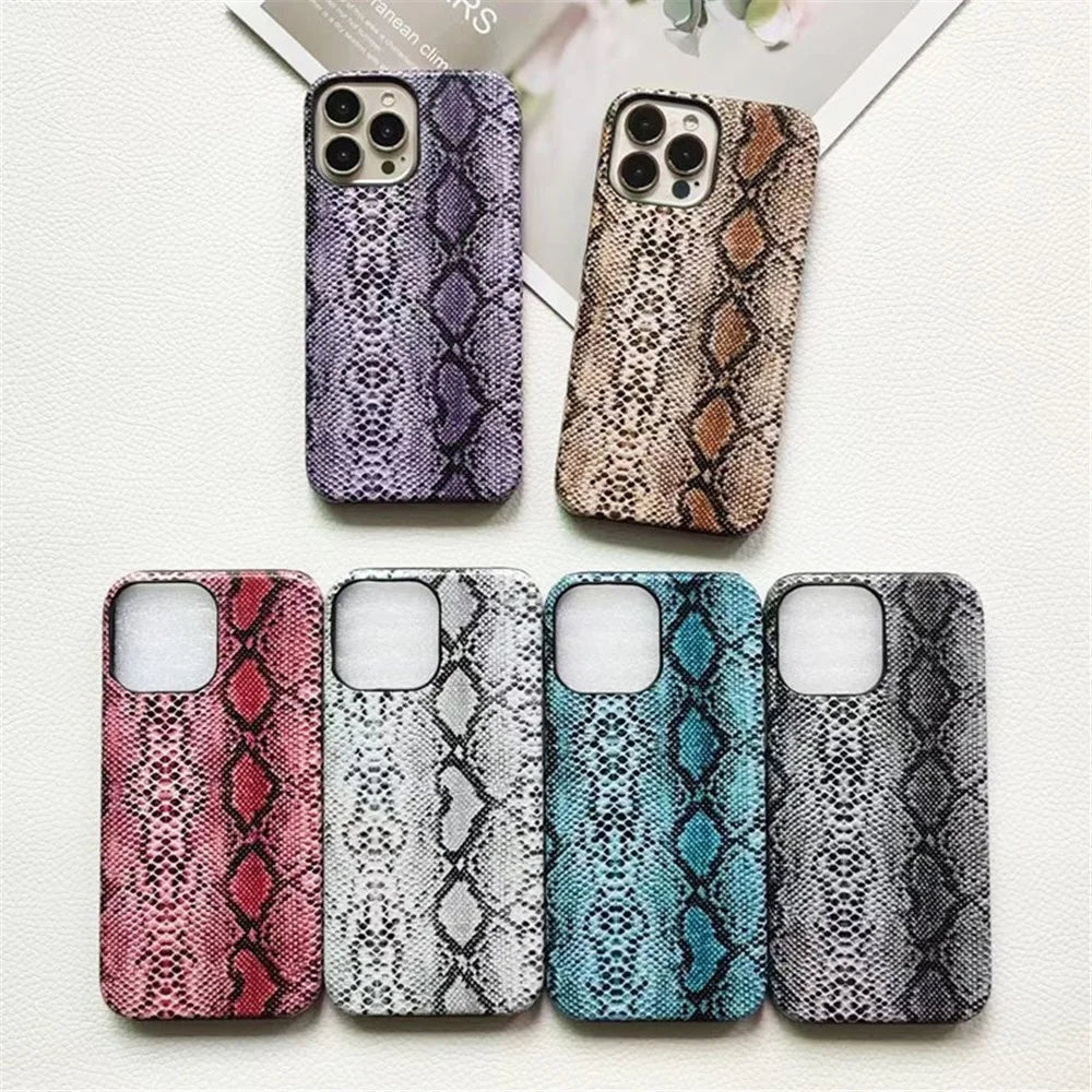 For iPhone 13 Pro Max Snake Texture Phone Case PC+PU Leather Back Cover (Not Complete Covering) - Red - 5