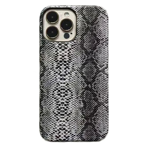 For iPhone 14 Pro Max Incomplete Cover Snake Texture PC+PU Leather Phone Case - Black - 1