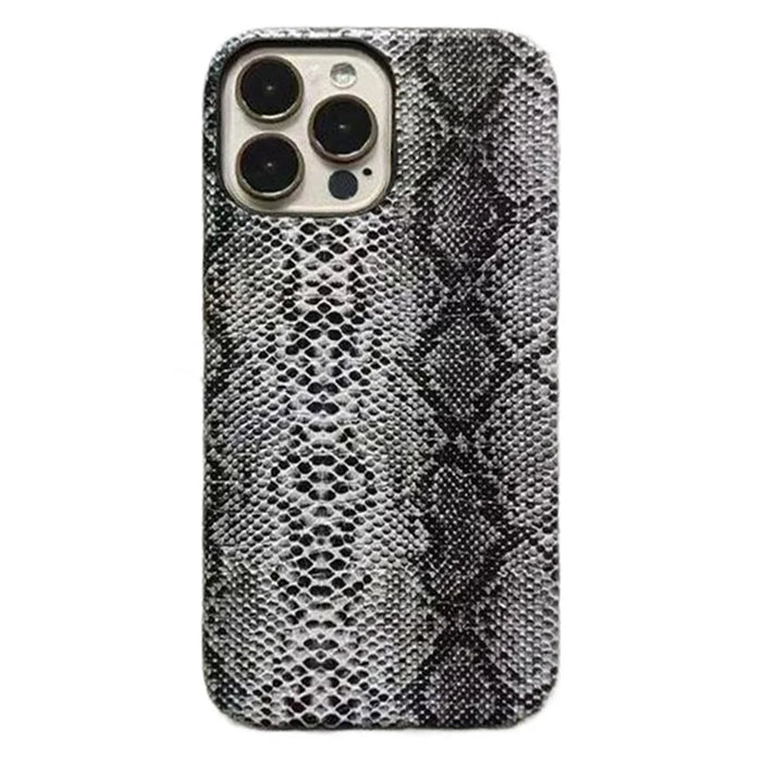 For iPhone 14 Pro Max Incomplete Cover Snake Texture PC+PU Leather Phone Case - Black - 1