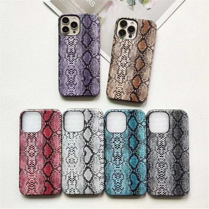 For iPhone 14 Pro Max Incomplete Cover Snake Texture PC+PU Leather Phone Case - Black - 5