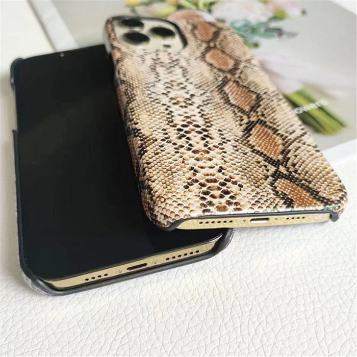 For iPhone 14 Pro Case PC+PU Leather Protective Cover Snake Texture (Not Complete Covering) - Blue - 3