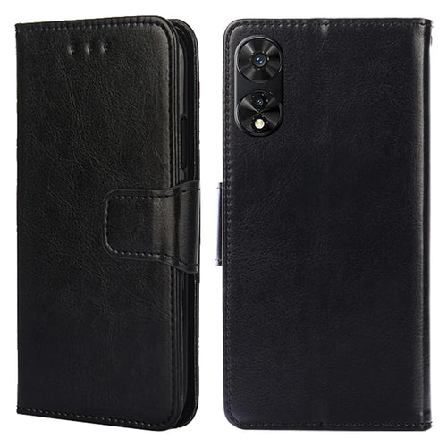 For TCL 505 Shockproof Phone Case PU Leather+TPU Shell   Phone Stand Cover Wallet - Black - 1