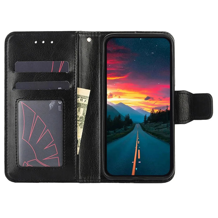 For TCL 505 Shockproof Phone Case PU Leather+TPU Shell   Phone Stand Cover Wallet - Black - 2