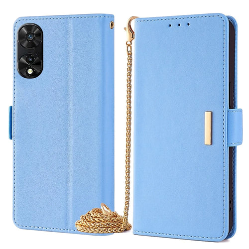 For TCL 505 Wallet Case Anti-Scratch PU Leather Card Slots Phone Cover with Straps - Blue - 1