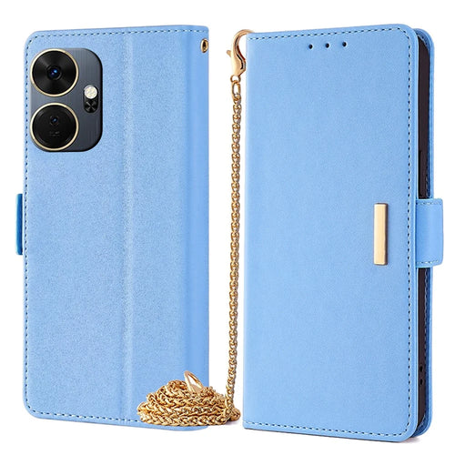 For itel P55+ Case with Chain Shoulder Strap Wallet Leather Phone Cover - Blue - 1