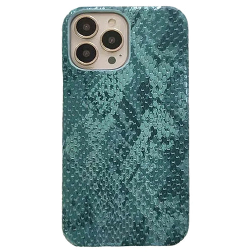 For iPhone 13 Pro   Mobile Supplier Phone Case PU Leather+PC Shell with Lacquered Snake Texture - Blackish Green - 1