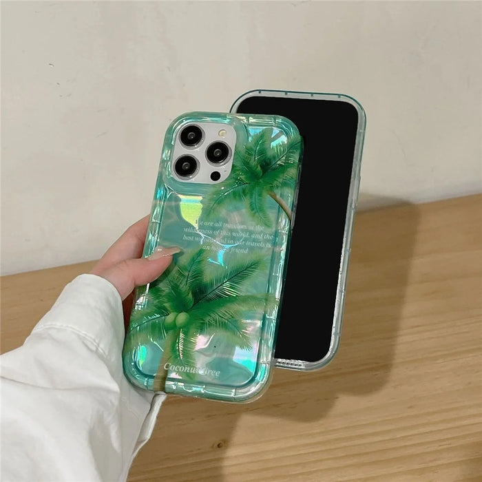 Silicone+PC Phone Cover for iPhone 15 Pro IMD Pattern Phone Case   Mobile Accessories - Coconut - 3