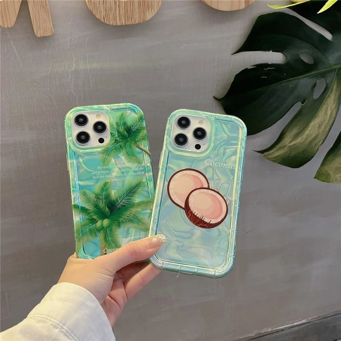 Silicone+PC Phone Cover for iPhone 15 Pro IMD Pattern Phone Case   Mobile Accessories - Coconut - 7
