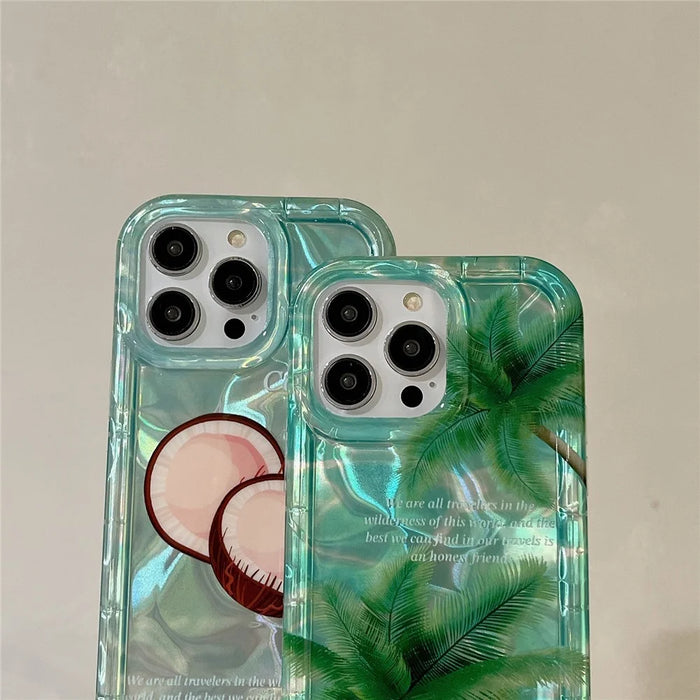 Silicone+PC Phone Case for iPhone 14 Pro Max   Mobile Accessories IMD  Pattern Phone Shell - Coconut - 4