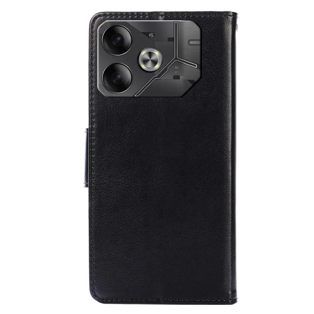 For TECNO Pova 6 5G Scratch Resistant Stand Cover Leather Wallet Phone Accessories Distributors - Black - 7