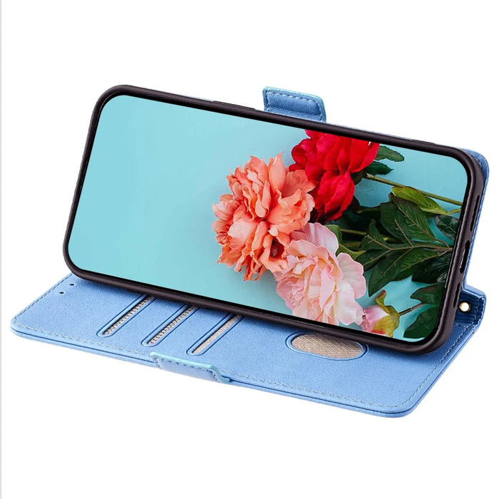 For TECNO Pova 6 5G Crossbody Wallet Case PU Leather Purse Card Slots Flip Phone Cover - Blue - 3