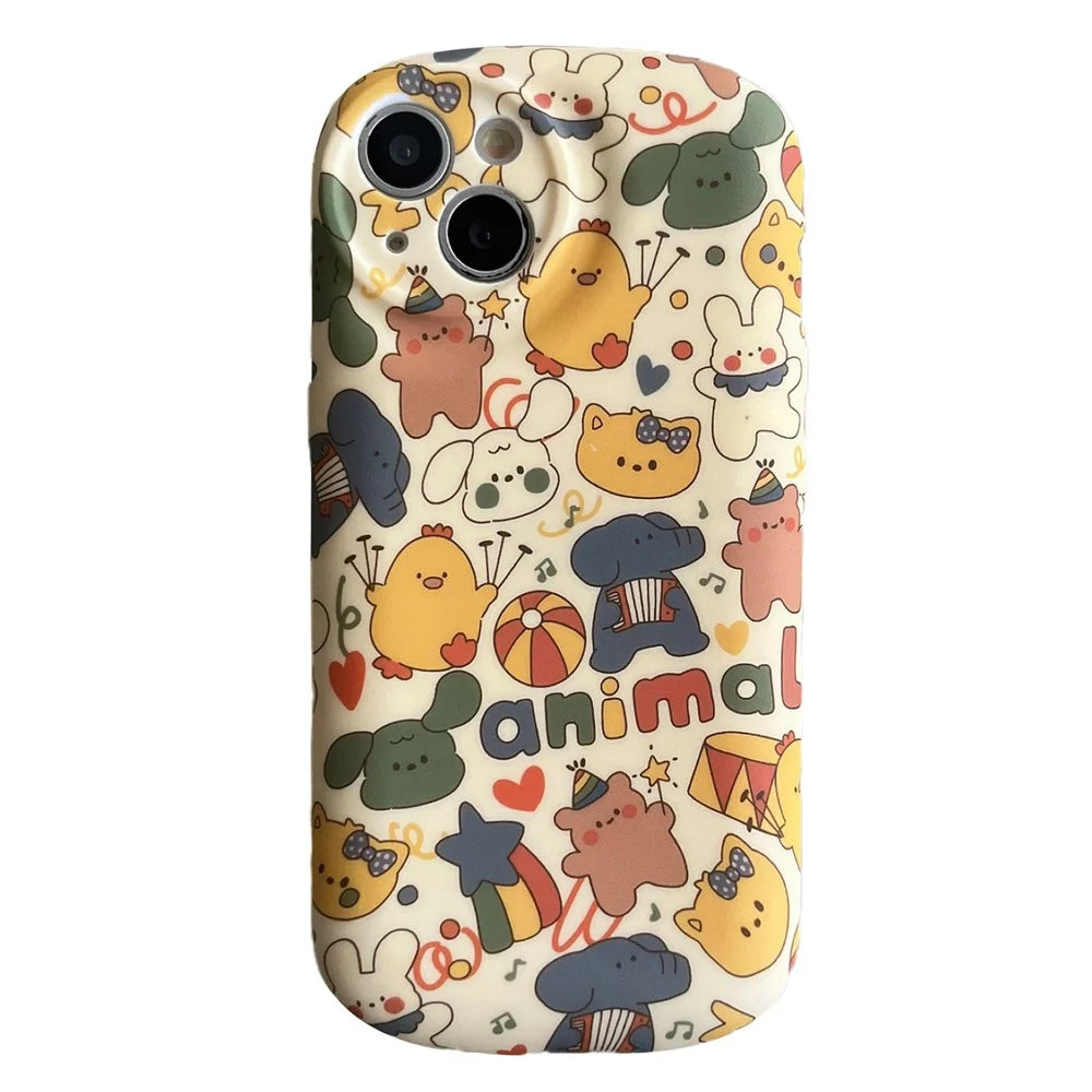 For iPhone 15 Cartoon Pattern Liquid Silicone Phone Case Slim-Fit Cover   Mobile Supplier - 1