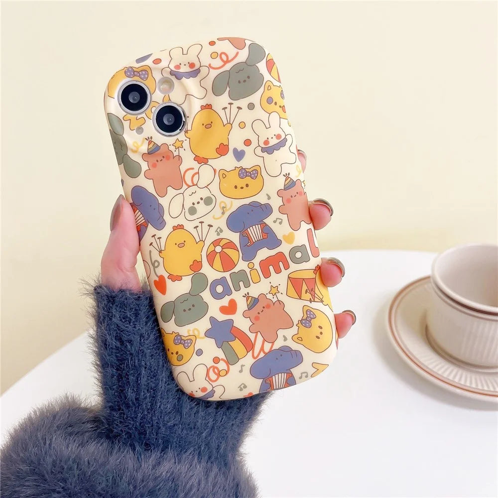 For iPhone 15 Cartoon Pattern Liquid Silicone Phone Case Slim-Fit Cover   Mobile Supplier - 3