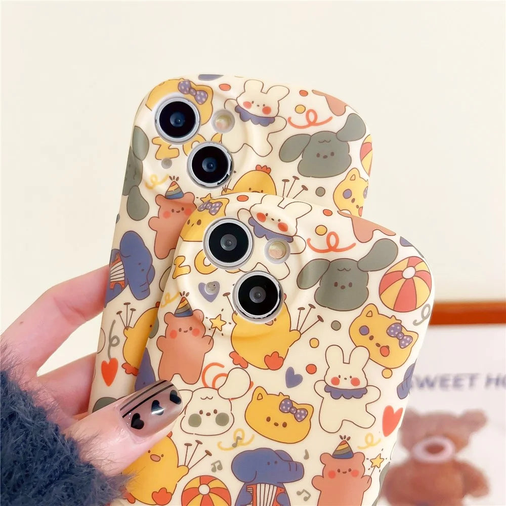 For iPhone 15 Cartoon Pattern Liquid Silicone Phone Case Slim-Fit Cover   Mobile Supplier - 5