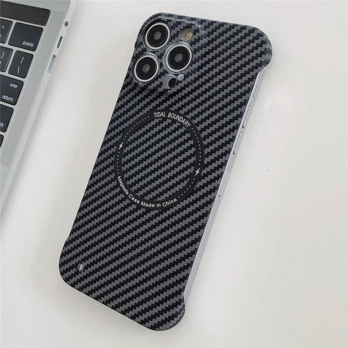 For iPhone 14 Pro Max Anti-Scratch Case Frameless PC Phone Back Cover Compatible with Magsafe - Black - 3
