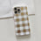 TPU+PU Leather Phone Case for iPhone 15 Pro Lacquered Grid Pattern Phone Cover Anti-Drop Shell - White - 2
