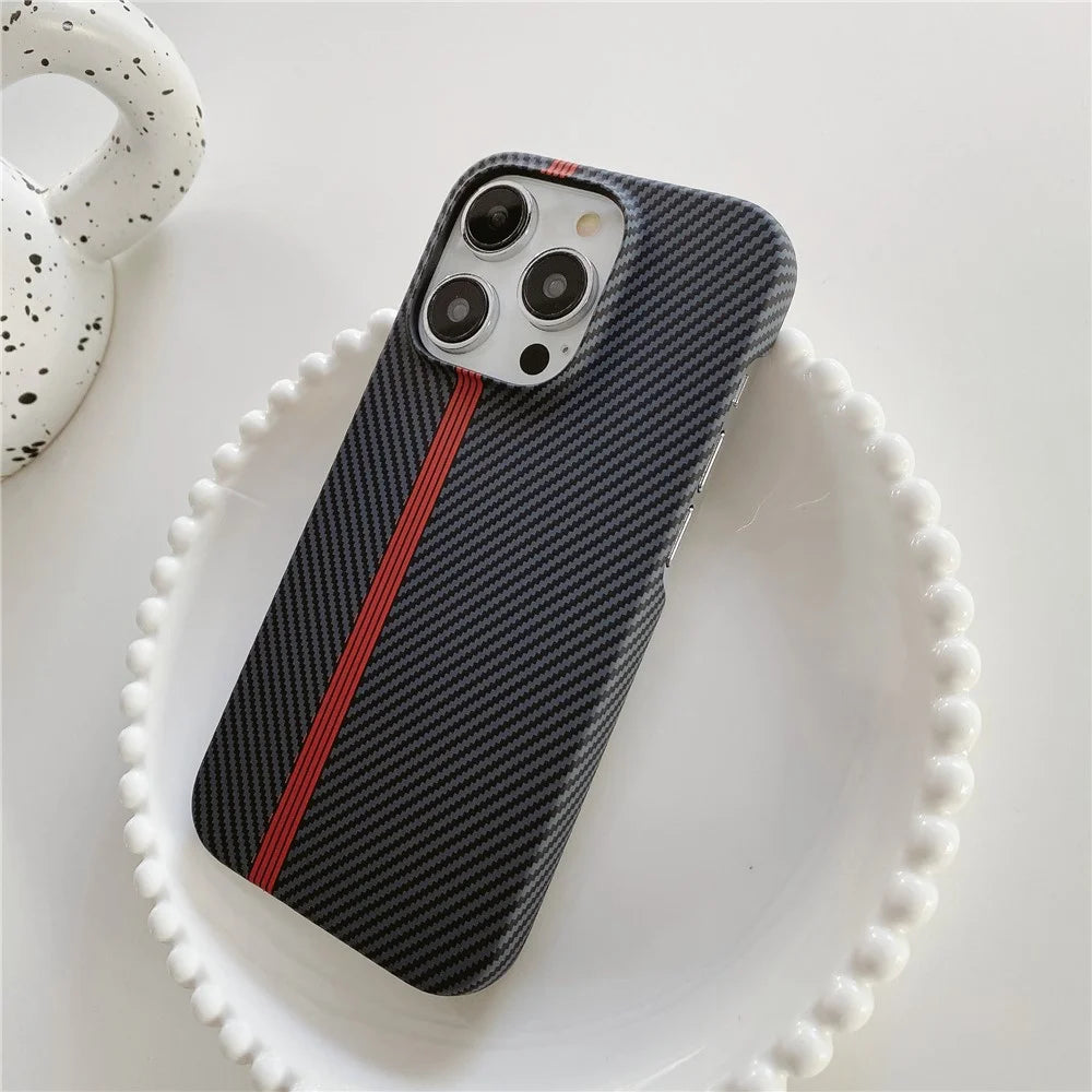 For iPhone 14 Pro Max Phone Case Carbon Fiber Texture Microfiber Lining + PC Incomplete Back Cover - Black - 5