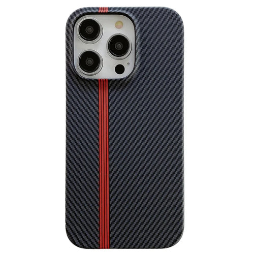 For iPhone 14 Pro Incomplete Phone Case Carbon Fiber Texture Microfiber Lining + PC Back Cover - Black - 1
