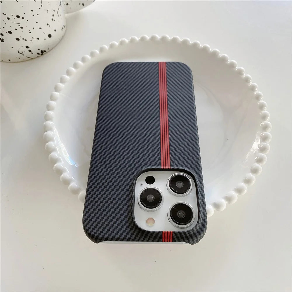 For iPhone 14 Pro Incomplete Phone Case Carbon Fiber Texture Microfiber Lining + PC Back Cover - Black - 2