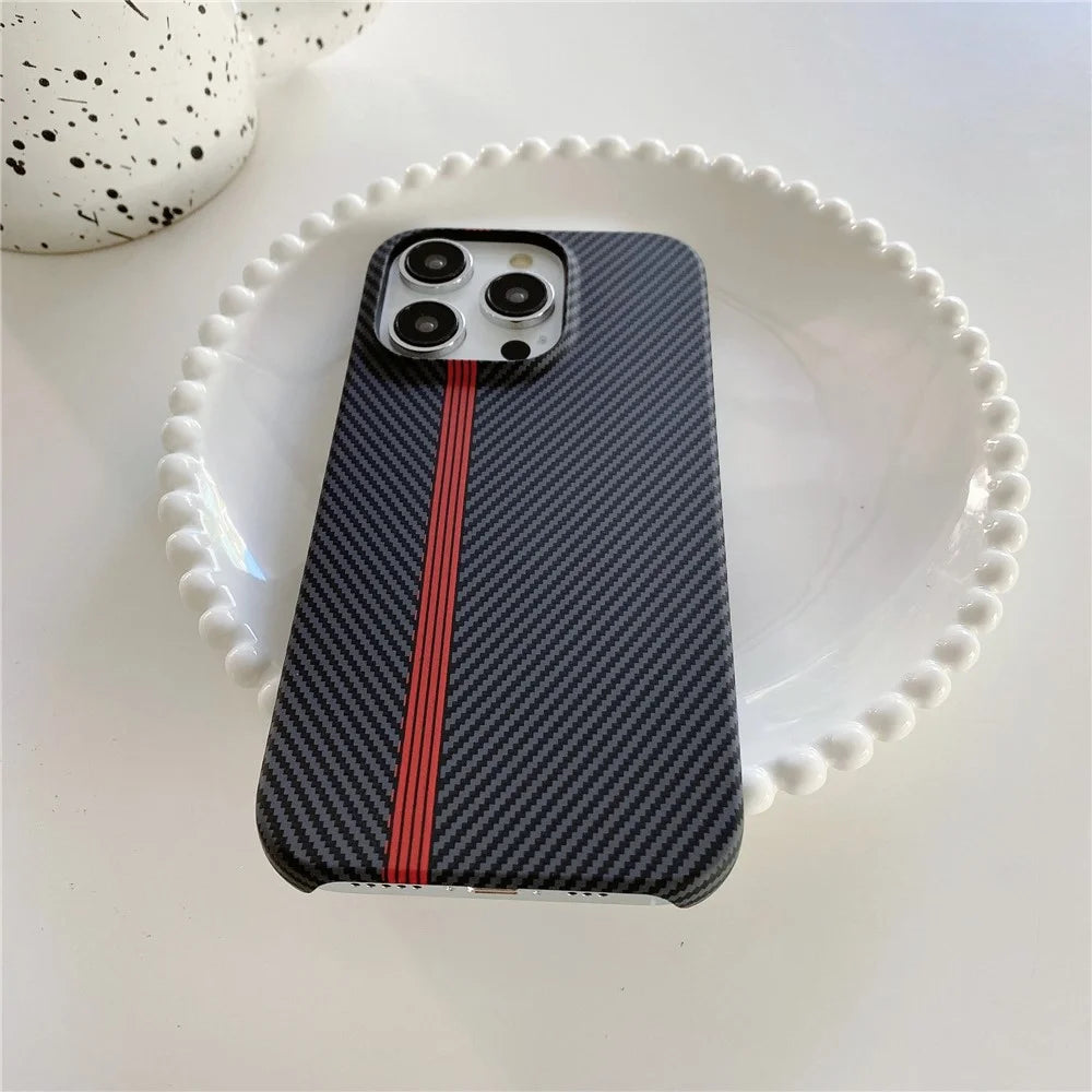 For iPhone 14 Pro Incomplete Phone Case Carbon Fiber Texture Microfiber Lining + PC Back Cover - Black - 3