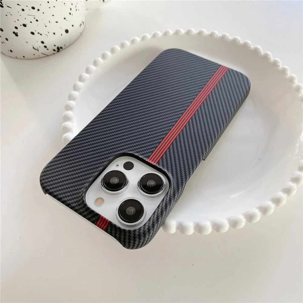 For iPhone 14 Pro Incomplete Phone Case Carbon Fiber Texture Microfiber Lining + PC Back Cover - Black - 4