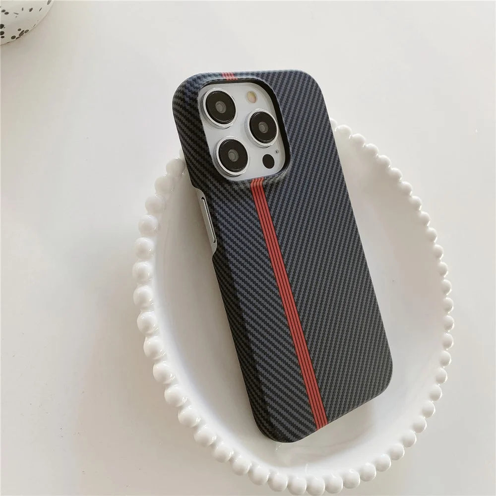 For iPhone 14 Pro Incomplete Phone Case Carbon Fiber Texture Microfiber Lining + PC Back Cover - Black - 6