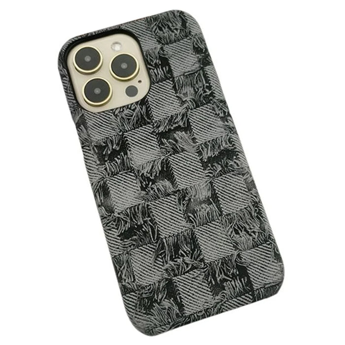 For iPhone 13 Pro   Phone Case Shockproof Jeans Texture PU+PC Phone Cover - Black - 1